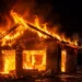 Incendio dello chalet Grillo Parlante a Piano Provenzana, sull’Etna, con la struttura avvolta dalle fiamme durante la notte.