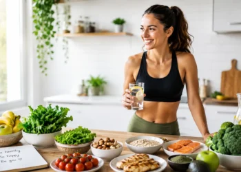 Dieta sana per perdere peso con alimenti salutari e attività fisica