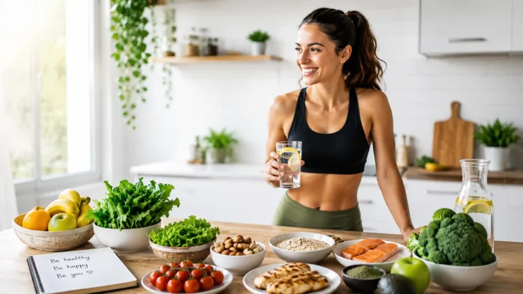 Dieta sana per perdere peso con alimenti salutari e attività fisica