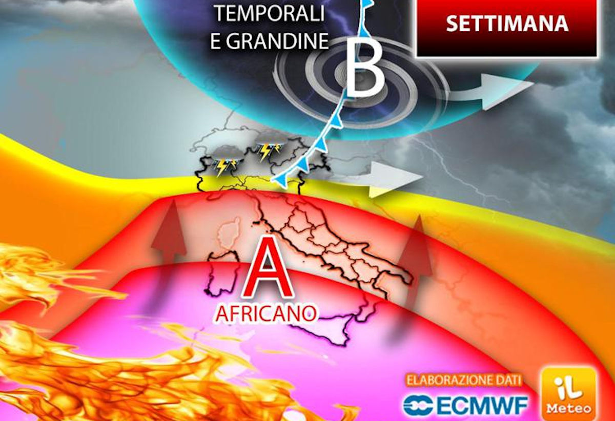 Meteo, forti temporali e caldo africano: Italia divisa in due