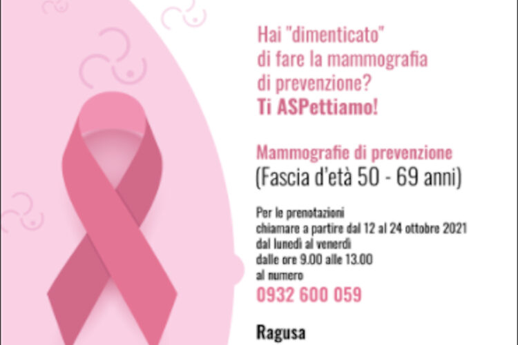 Ottobre rosa Ragusa, mese prevenzione tumore al seno: visite gratuite