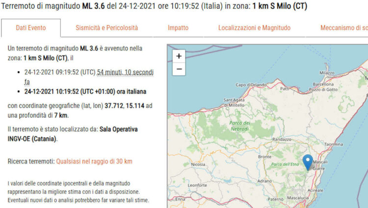 Forte terremoto a Catania: epicentro a Milo