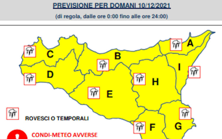 Maltempo in Sicilia, allerta gialla anche a Ragusa