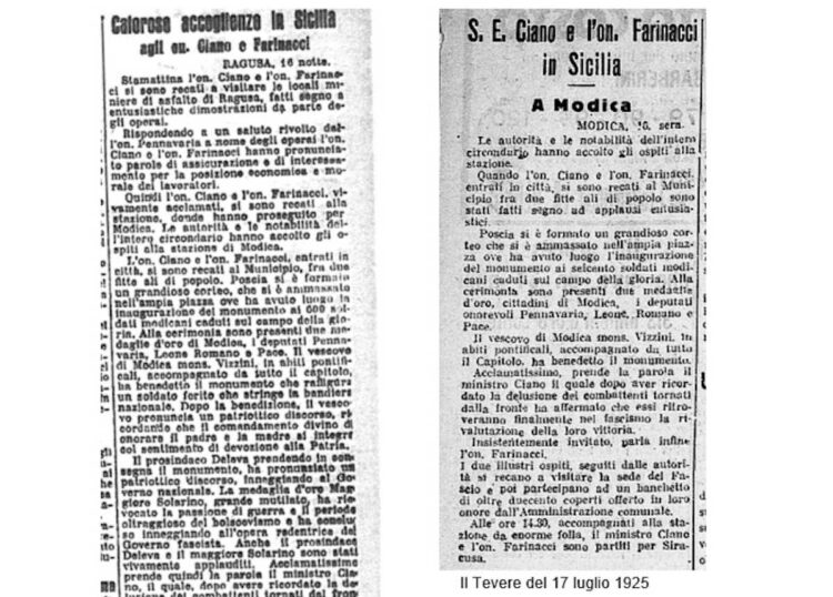 Modica ritrovata la data di inaugurazione del monumento ai caduti