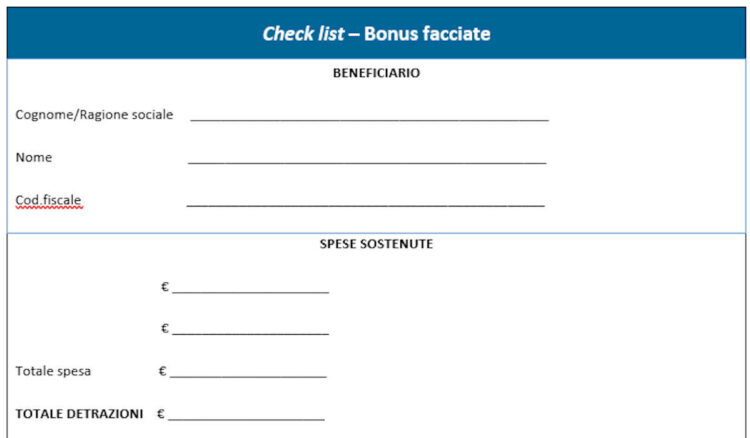 Bonus facciate: guida e documentazione che serve MODULO