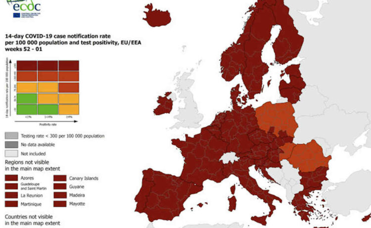 Covid mappa Ecdc: Italia in rosso scuro