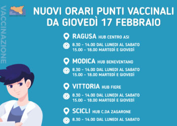 Asp Ragusa: nuovi orari negli Hub e nei centri vaccinali