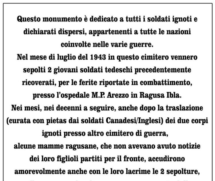 Domani al cimitero di Ragusa Ibla cerimonia per monumento al milite ignoto