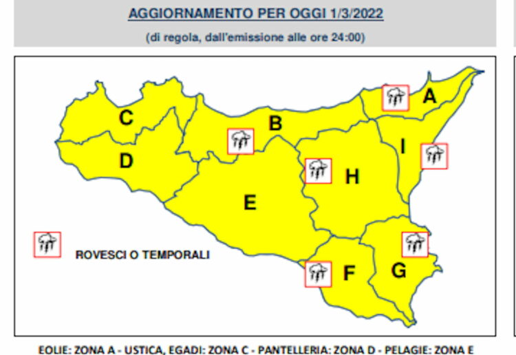 Maltempo, allerta meteo gialla in Sicilia, pioggia e neve