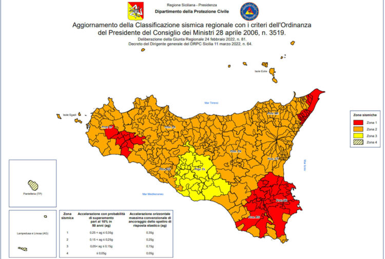 Mappa sismica Sicilia: Ragusa in zona rossa per rischio forte terremoto