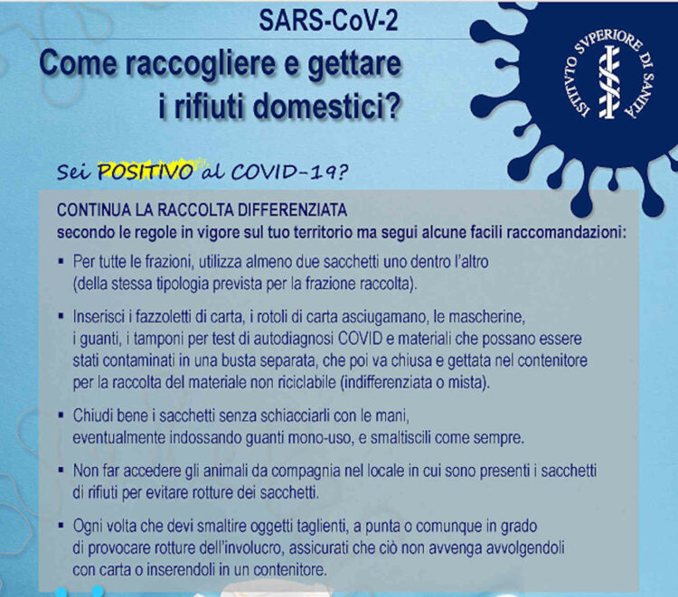 Modica, sei positivo al Covid 19? Ecco come raccogliere e gettare i rifiuti domestici