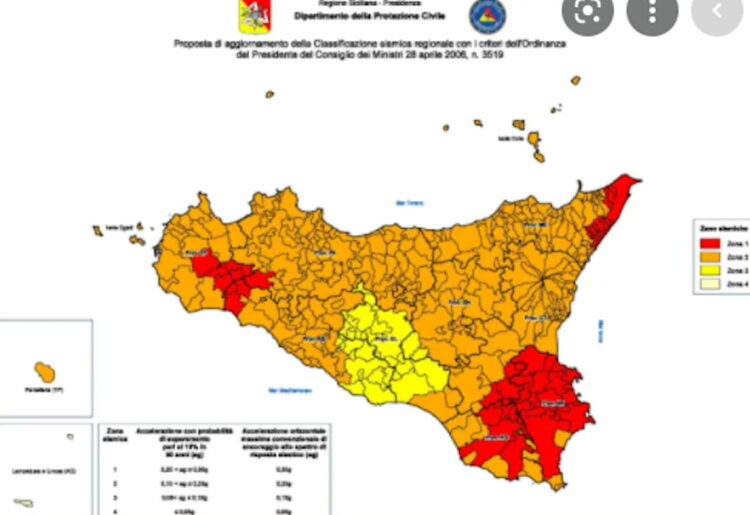 Protezione Civile, Governo aggiorna classificazione sismica dei Comuni siciliani