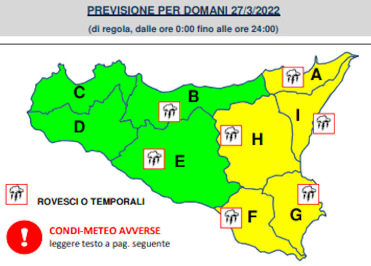 Allerta meteo gialla in Sicilia, anche a Ragusa