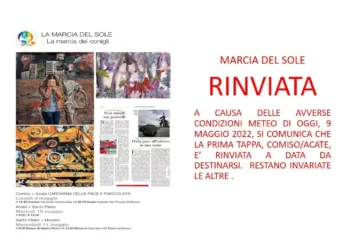 Marcia del sole Comiso-Acate rinviata per maltempo