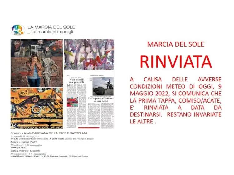 Marcia del sole Comiso-Acate rinviata per maltempo