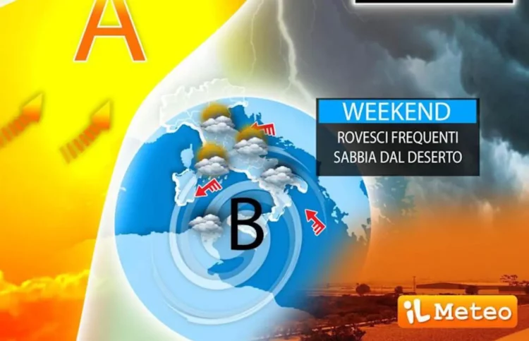 Meteo, vortice algerino in arrivo nel weekend: pioggia e sabbia del deserto