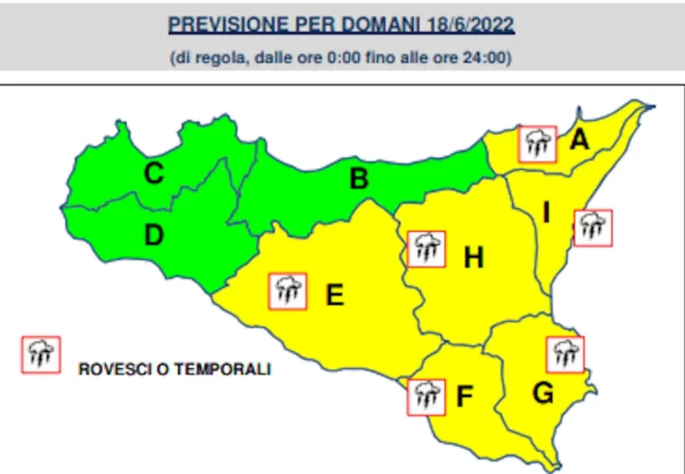 Meteo, allerta gialla: temporali sparsi