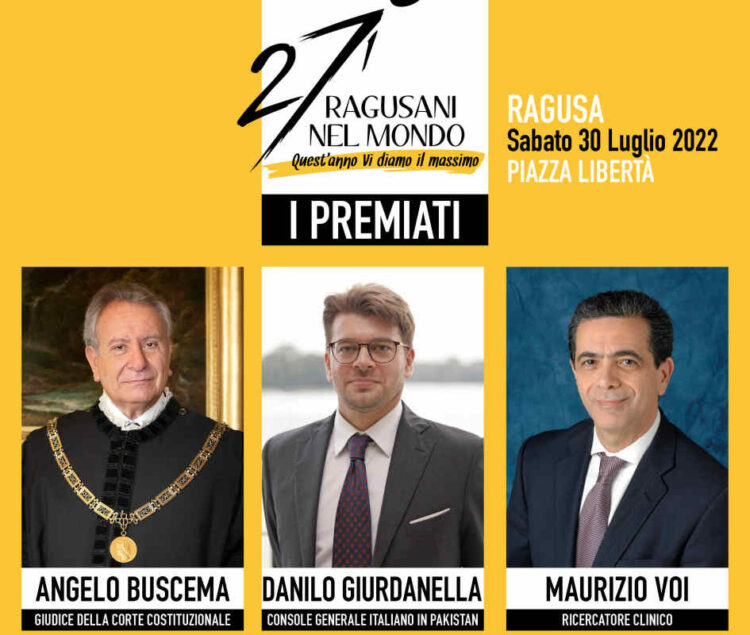 Premio Ragusani nel mondo: un giudice, un console e un ricercatore