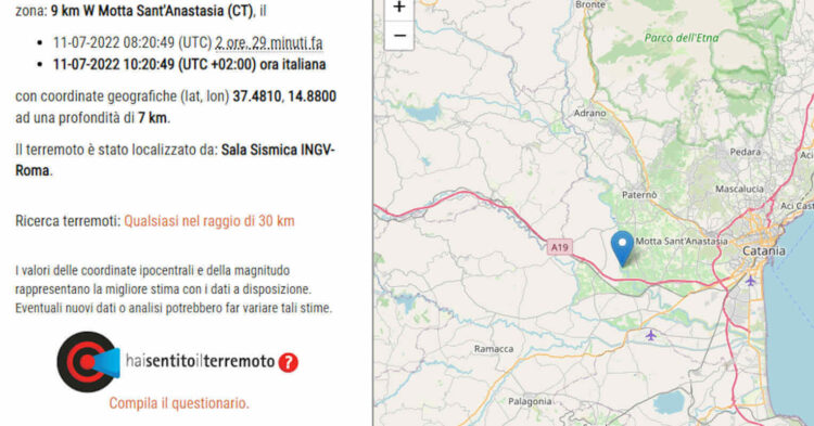 Terremoto Sicilia, 2 scosse a distanza di pochi secondi nel Catanese