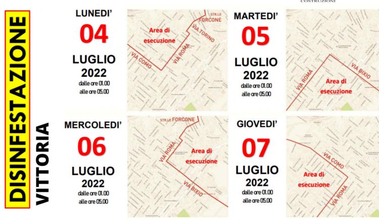 Disinfestazione a Vittoria e Scoglitti: il programma