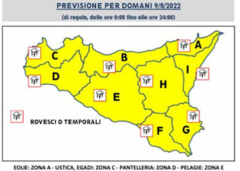 Allerta meteo gialla per temporali in Sicilia