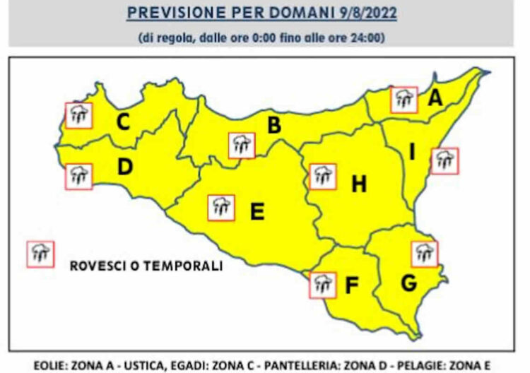 Allerta meteo gialla per temporali in Sicilia
