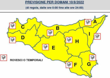 Maltempo, allerta gialla in Sicilia