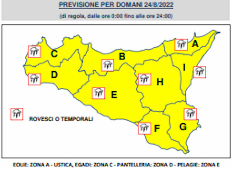 Sicilia, Protezione Civile: allerta gialla per maltempo e temporali (anche forti)