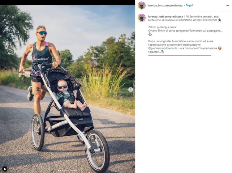 Corre a 50 km col passeggino: nuovo record del mondo