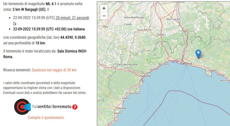 L'Italia trema, terremoto di magnitudo 4.1 a Genova: oggi forti scosse in diverse regioni