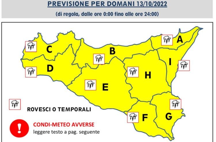 Maltempo, nuova allerta meteo in Sicilia