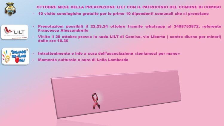 Tumore al seno e prevenzione, visite gratuite a Comiso