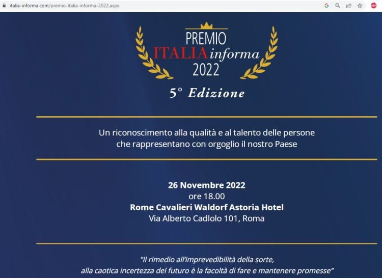 Italia Informa, svelati i nomi dei premiati nella 5^ edizione