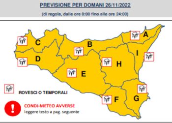 La protezione Civile della Sicilia annuncia per domani un’allerta meteo arancione in tutte le provincia siciliane, compresa Ragusa