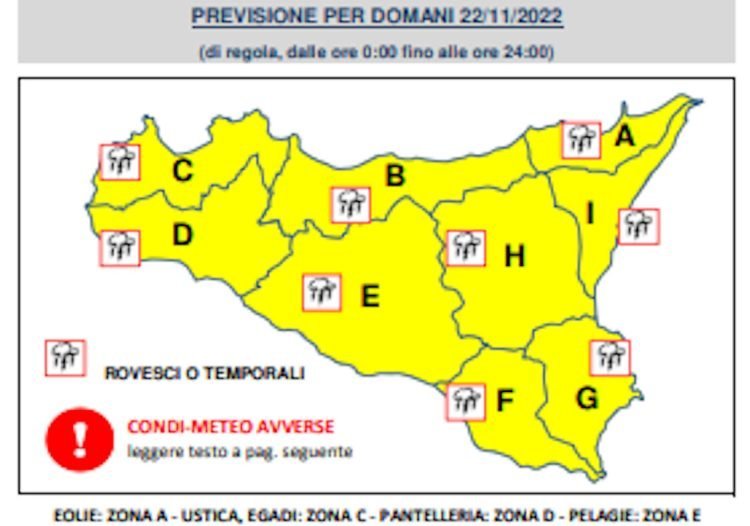 Maltempo: allerta gialla in Sicilia