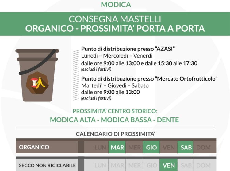 Nuova raccolta rifiuti a Modica, cosa cambia e dove ritirare mastello