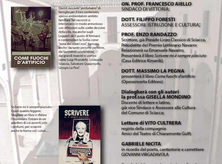 Vittoria si presentano i libri di Massimo La Pegna e di Enzo Randazzo