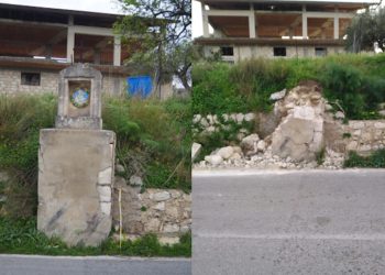 Scicli, crolla edicola votiva di San Giuseppe