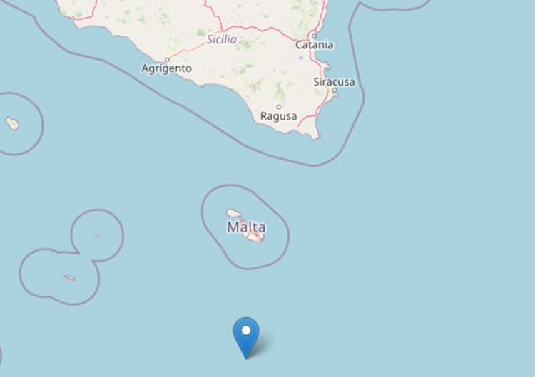 Forte terremoto di magnitudo 4.7 a Sud di Malta: mappa