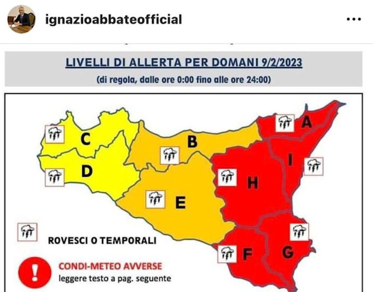 Allerta rosso maltempo e Abbate annuncia: le scuole iblee restano chiuse