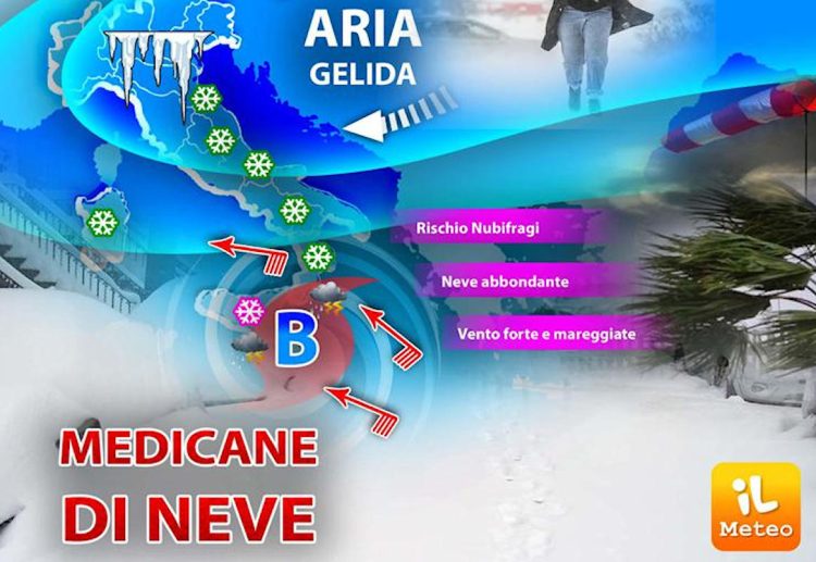 Maltempo, potrebbe formarsi un uragano Mediterraneo o Medicane di neve