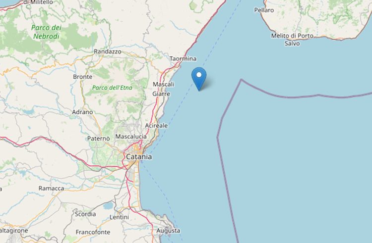 Terremoto di magnitudo 2.7 nel mare di Catania