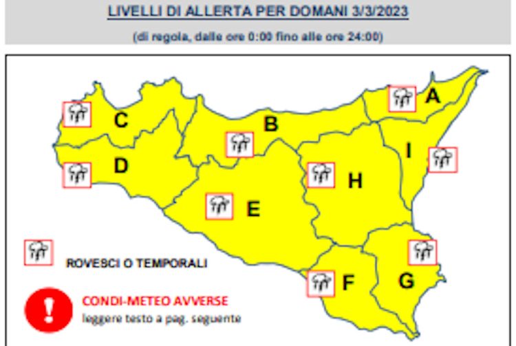 Maltempo in Sicilia: è allerta meteo gialla