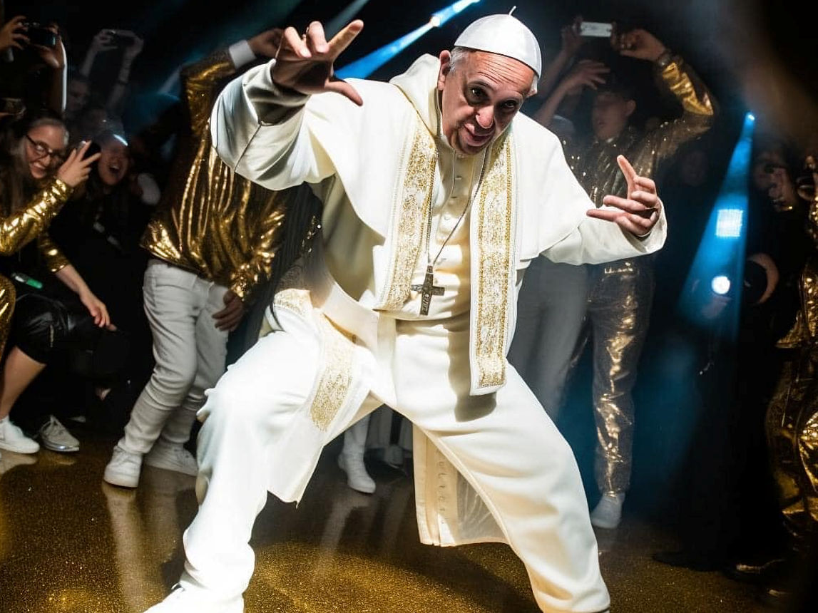 Papa Francesco "fake" non solo col piumino bianco da rapper ma anche in