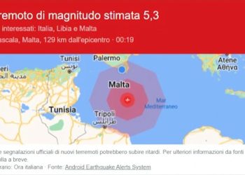 Forte terremoto di magnitudo 5.5 vicino Malta: avvertito in provincia di Ragusa