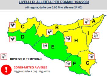 Allerta gialla domani 15 giugno: forti temporali in Sicilia
