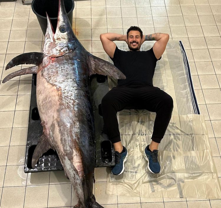 Pesce spada da record pescato nel mare di Scoglitti: lungo 3 metri e pesa 200 kg