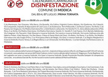 Il calendario della disinfestazione a Modica