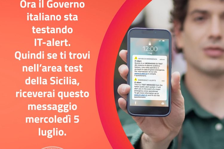 Test IT-Alert in Sicilia, oggi suoneranno tutti i cellulari