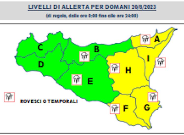 Meteo, allerta gialla per temporali da Ragusa a Messina